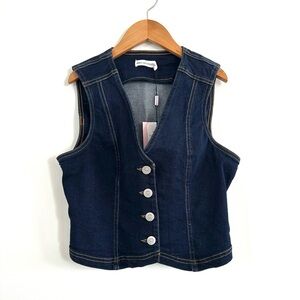 SALE 💓 NWT ✨ Avec Les Filles Dark Blue Denim Button Vest